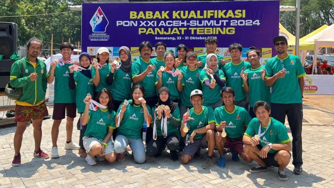 Tim Panjat Tebing Jatim sukses menjadi juara umum pada Pra-PON XXI 2024 Aceh-Sumut di Semarang. (Foto: Istimewa)