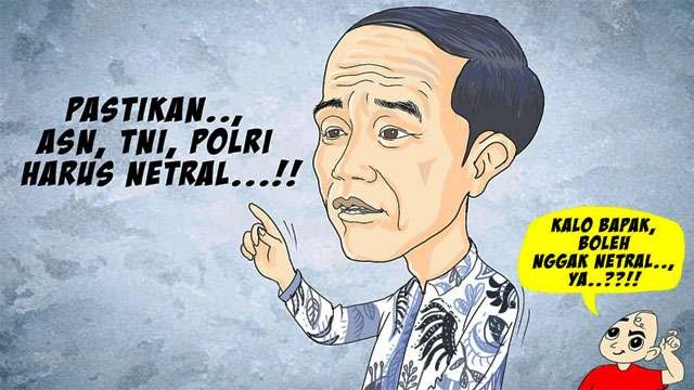 Ilustrasi tulisan; Jokowi, Netral atau Sentral???. (Ilustrasi: Muid/GBN.top)