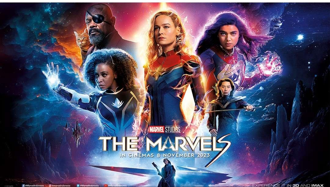 Poster film superhero tiga perempuan di film The Marvels. (Foto: Marvel Studios)