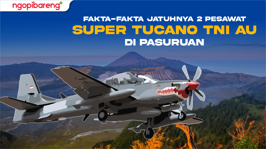 Dua pesawat tempur jenis Super Tucano milik TNI AU jatuh di wilayah Pasuruan, Jawa Timur, Kamis 16 November 2023. (Ilustrasi: Chandra Tri Antomo/Ngopibareng.id)