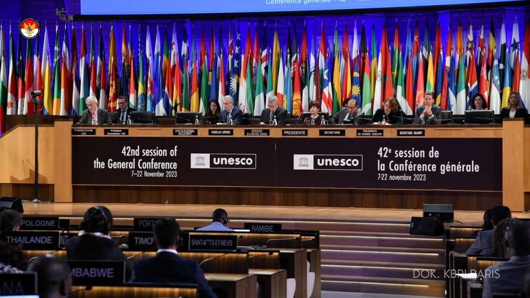 Bahasa Indonesia mendapat status bahasa resmi dalam sidang umum UNESCO, setelah disetujui dalam rapat pada Senin, 20 November 2023. (Foto: Kemlu)