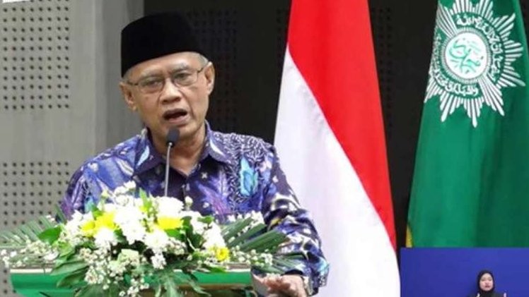 Ketua Umum PP Muhammadiyan Haedar Nashir memberikan sambutan Dialog Terbuka Muhammadiyah, Rabu (22/11/2023). (Foto: muhammadiyah channel)