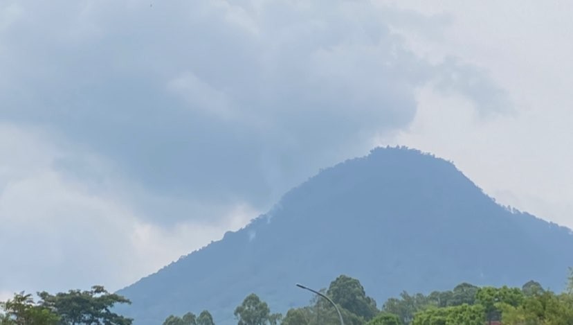Kepulan asap di titik kebakaran Gunung Panderman, Kota Batu, Jawa Timur. (Foto: Lalu Theo/Ngopibareng.id)