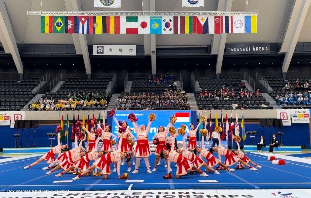 Tim Nasional Indonesia dalam kejuaraan 11th Cheerleading World Championship 2023 di Takasaki, Prefektur Gunma. (Foto: Dok KBRI Tokyo)