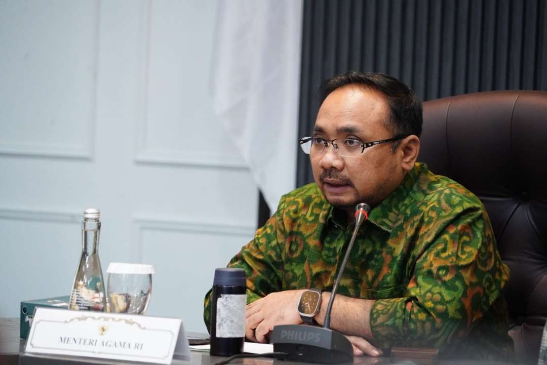 Menteri Agama Yaqut Cholil Qoumas saat Kick Off Meeting Penyelenggaraan Haji Tahun 1445 H/2024 M di Kantor Kemenag RI Jakarta, Senin, 4 Desember 2023. (Foto: Dok Kemenag)