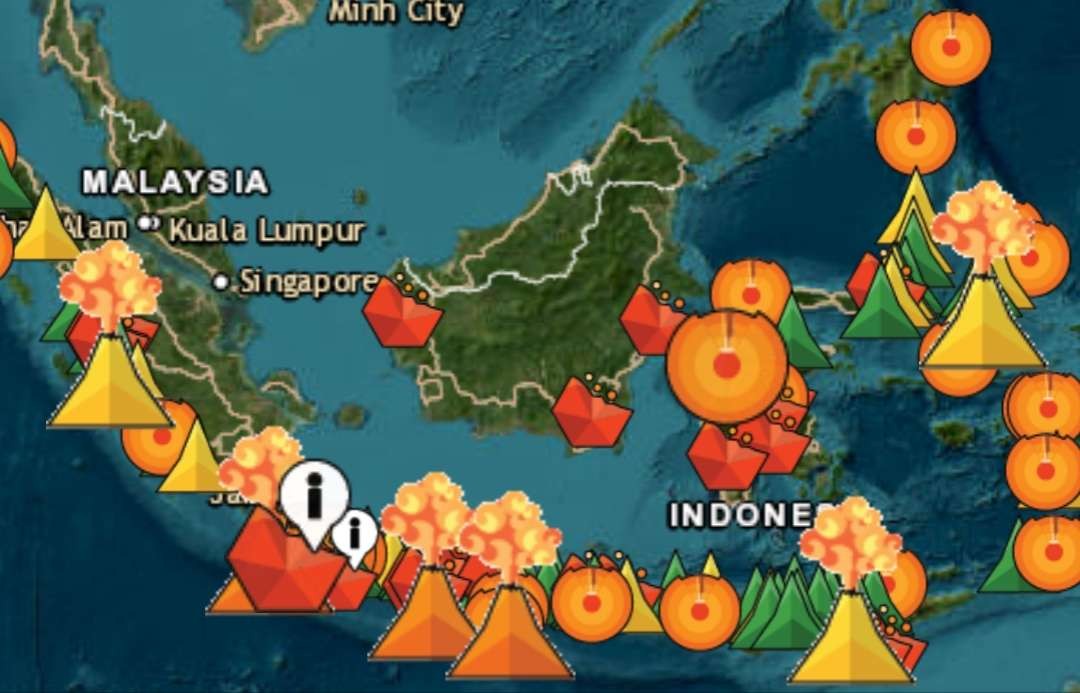 Peta gunung api di Indonesia. (Foto: MAGMA)