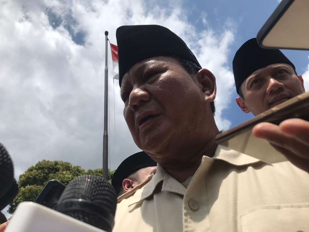 Capres Prabowo Subianto bungkam soal kalimatnya yang viral "ndasmu etik". (Foto: Choirul Anam/Ngopibareng.id)