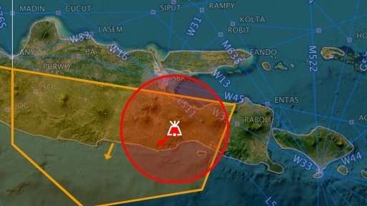 Peta dampak sebaran abu vulkanik Gunung Semeru. (Foto: Istimewa)