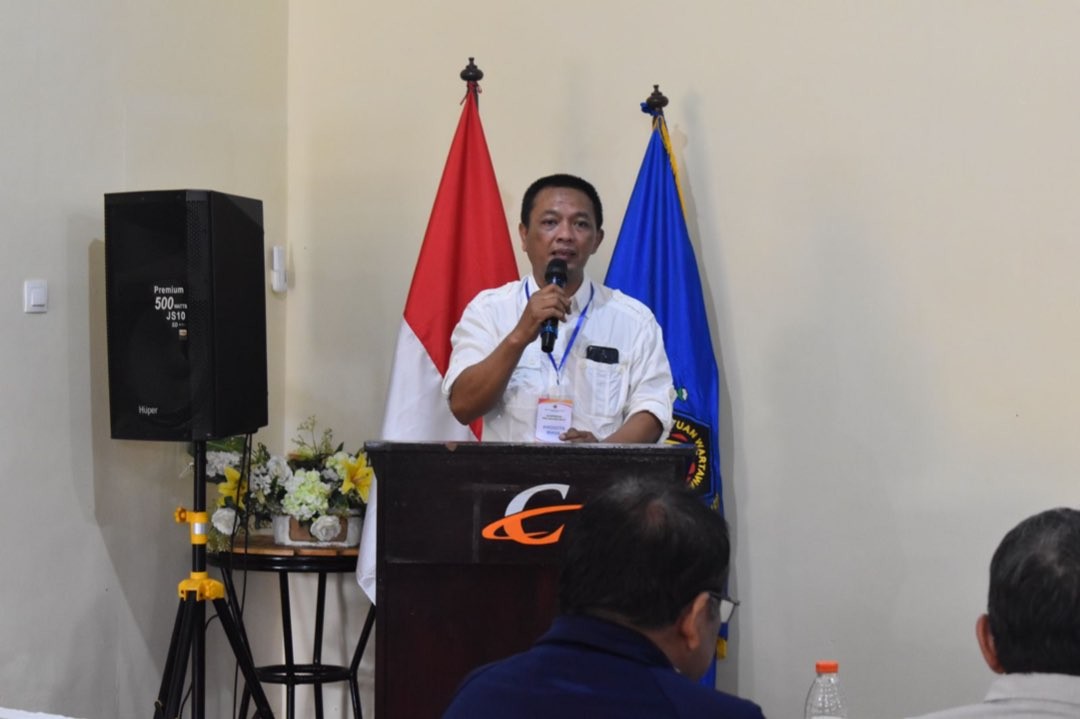 Ketua PWI Malang Raya terpilih, Cahyono, ketika menyampaikan sambutan di Hotel Ciptaningati, Kota Batu, Jawa Timur (Foto: Lalu Theo/Ngopibareng.id)