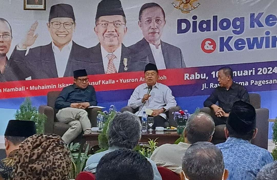 Suasana pertemuan Cak Imin dengan ISMI Jatim bersama dengan Jusuf Kalla di Surabaya. (Foto: Pita Sari/Ngopibareng.id)