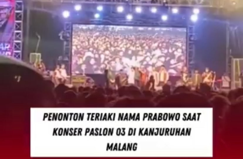 Tangkapan layar video Konser Pesta Rakyat Ganjar-Mahfud di Stadion Kanjuruhan, Kabupaten Malang (Foto: Instagram/@Info_konsersurabaya)