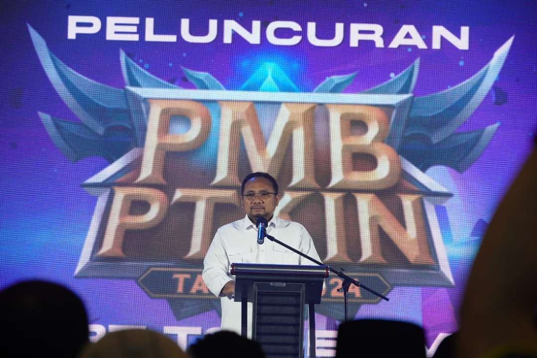 Menteri Agama Yaqut Cholil Qoumas membuka peluncuran PMB PTKIN secara serentak. (Foto: Istimewa)
