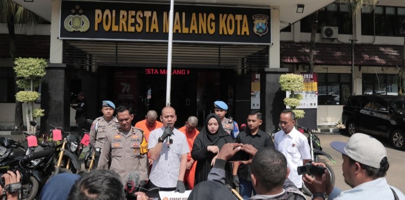 Rilis kasus tindak pidana curanmor di Mapolresta Malang Kota (Foto: Polresta Malang Kota)