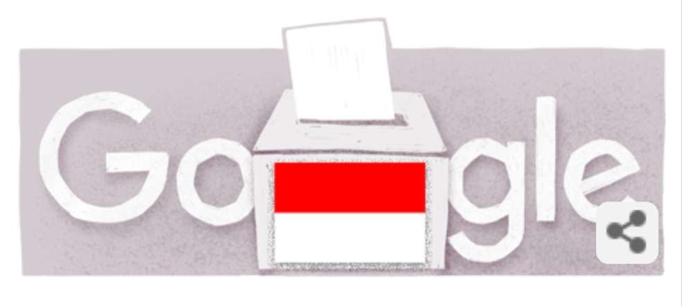 Google Doodle usung tema Pemilu di Indonesia, Rabu 14 Februari 2024. (Foto: Google)
