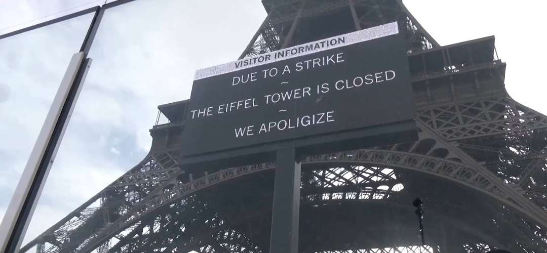 Menara Eiffel Paris tutup buntut aksi pemogokan kerja pegawai minta kenaikan gaji. (Foto: X)