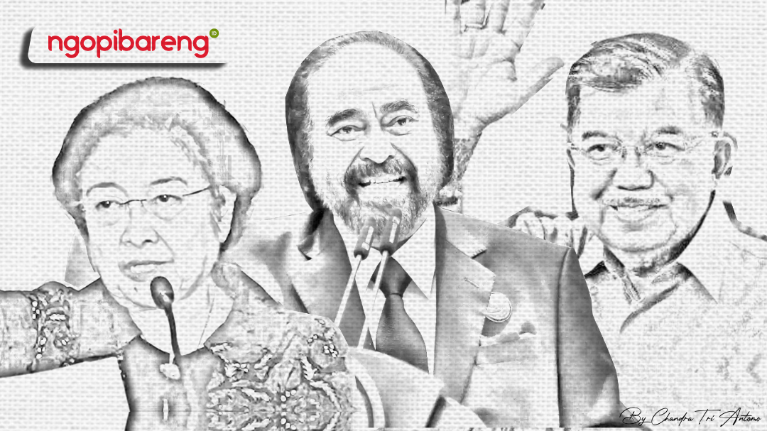 Megawati Soekarnoputri, Surya Paloh dan Jusuf Kalla. (Foto: dok. ngopibareng.id)