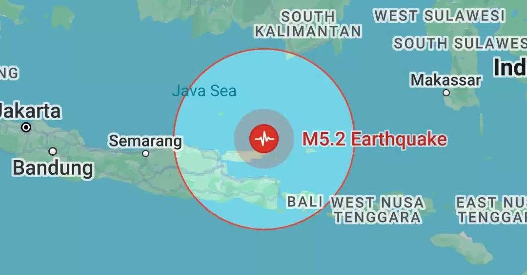 Gempa Magnitudo (M) 5,2 Sumenep, Jawa Timur, Kamis 22 Februari 2024. (Foto: Google)