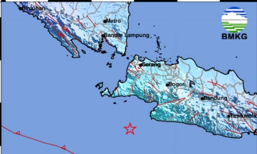 Gempa Banten 5,7 Magnitudo (M), tak berpotensi tsunami, Minggu 25 Februari 2024 pukul 20.00 WIB. (Foto: X BMKG)