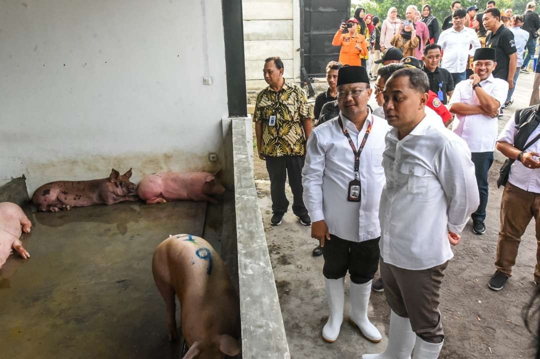 Walikota Surabaya Eri Cahyadi, saat memantau Rumah Pemotongan Hewan (RPH) khusus babi, di kawasan Banjarsugihan, Tandes, Surabaya. (Foto: Dok Pemkot Surabaya)