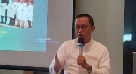 Yusron Aminulloh pada Rakernas dan Workshop Forum Jurnalis Wakaf Indonesia (Forjukafi) yang berlangsung di Hotel A-One, Jakarta, Sabtu (24 Februari 2024). (Foto:yus for ngopibareng.id)