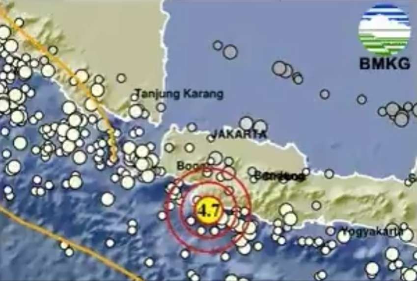 Gempa Sukabumi, Jawa Barat, Magnitudo 4,7 mengguncang, Sabtu 2 Maret 2024. (Foto: X BMKG)