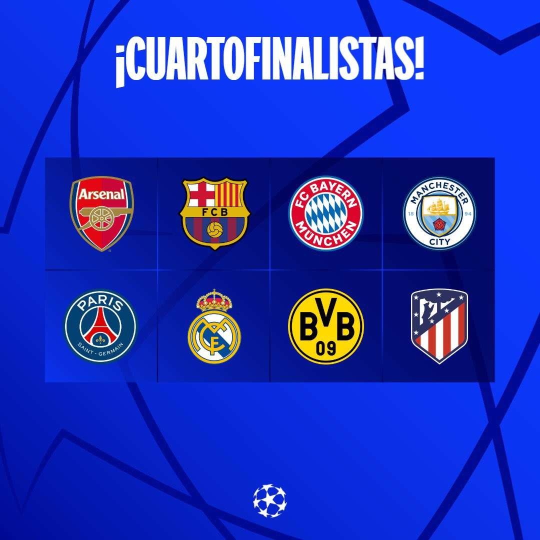 Ini tim-tim yang lolos ke perempat final Liga Champions 2023/2024. (Foto: X)