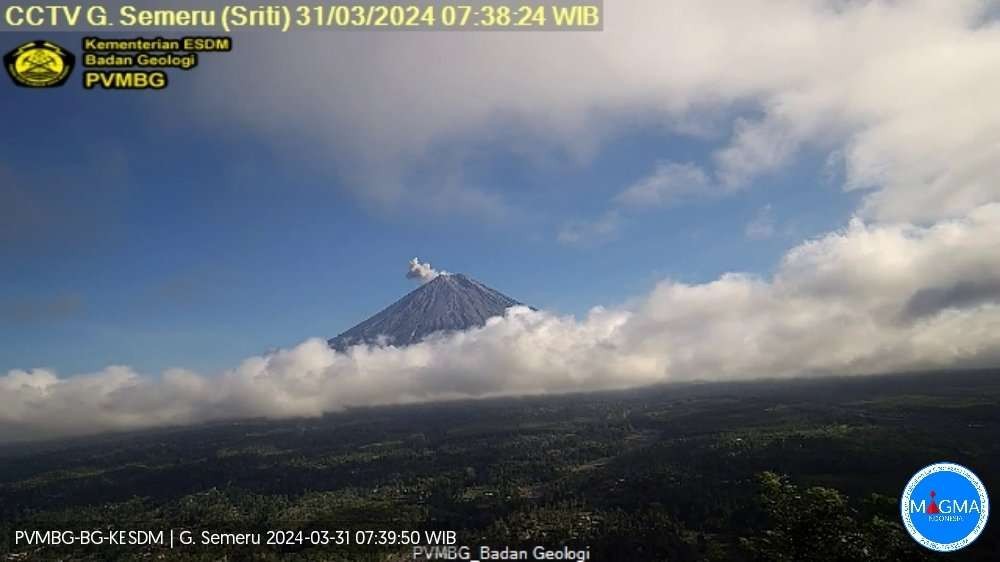Gunung Semeru-Erupsi  pada Minggu 31- Maret- 2024. (Foto: magma.esdm)