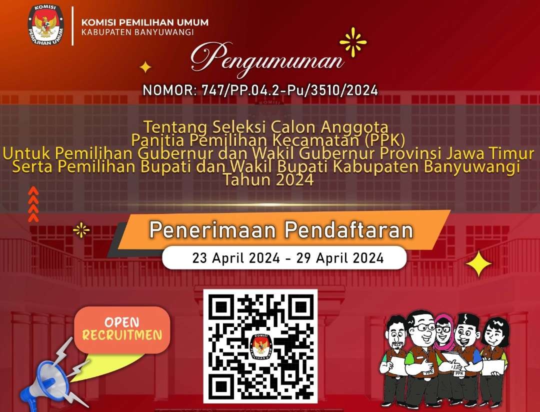 KPU Kabupaten Banyuwangi membuka pendaftaran anggota PPK untuk Pilkada 2024 (foto: istimewa)