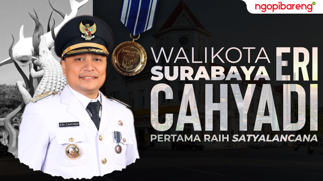 Walikota Surabaya Eri Cahyadi meraih Satyalancana Karya Bhakti Praja Nugraha. (Ilustrasi: Chandra Tri Antomo/Ngopibareng.id)