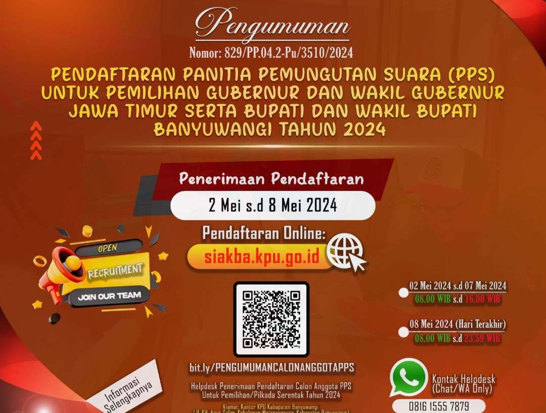 KPU Banyuwangi membuka pendaftaran PPS untuk pilkada 2024 (Foto: Istimewa)