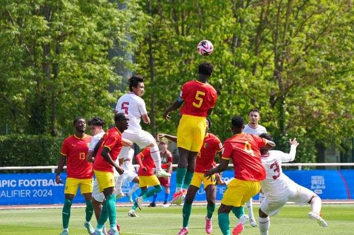 Timnas U-23 Indonesia harus mengakui keunggulan Guinea 0-1 dalam playoff Olimpiade 2024 Paris di Clairefontaine-en-Yvelines, Ile-de-France, Prancis. (Foto: PSSI)